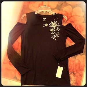 Michael Kors cold shoulder long sleeve shirt
